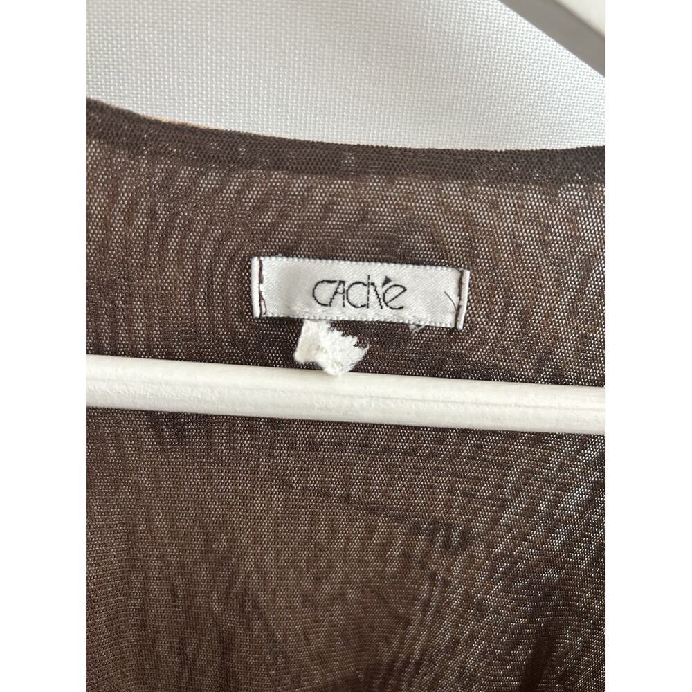 Cache Y2K  Plunge Neck Stretch Top Size L Tropical - Picture 3 of 11